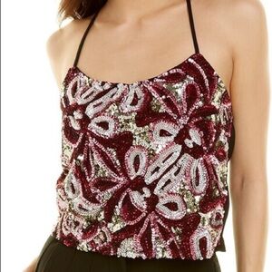 NWT Walter Baker Pixie Sequined Cropped Cami L